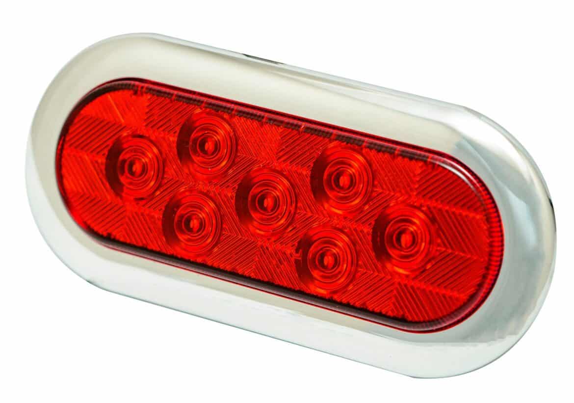 6.5" Oval Red LED Surface Mount with Bezel 7 red LEDS