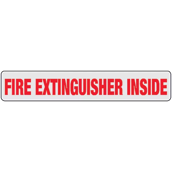 Fire Extinguisher Inside Truck Decals - Red Letters and Clear Background