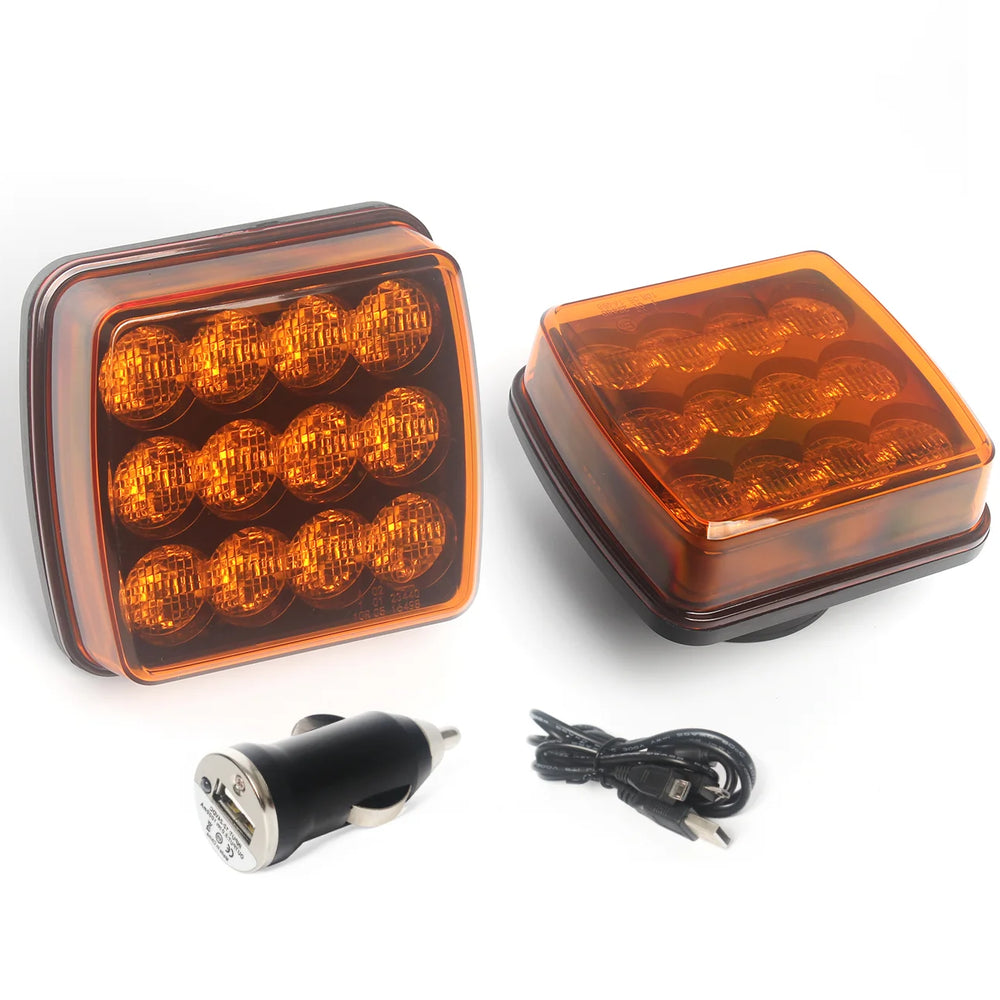 Amber Rechargeable warning lights in case