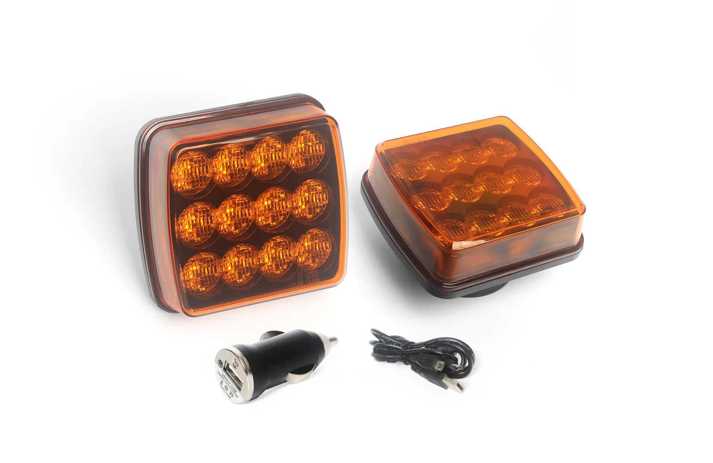 Amber Rechargeable warning lights in case