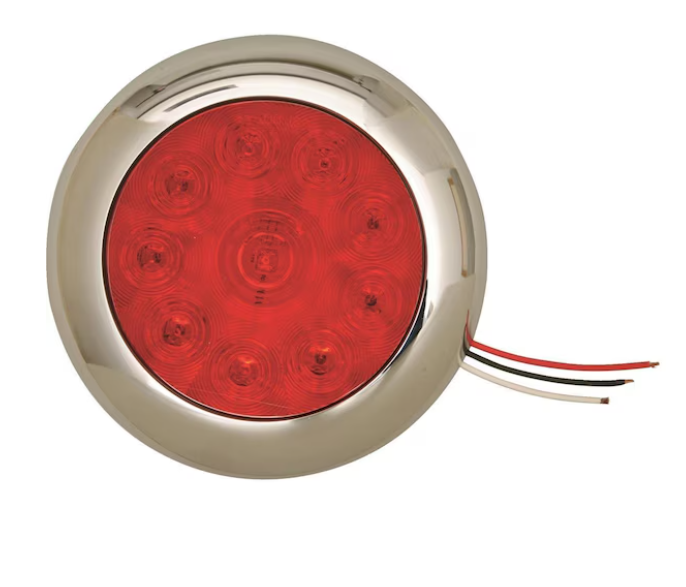 4" Round Red LED Surface Mount with Bezel, 3 Wire