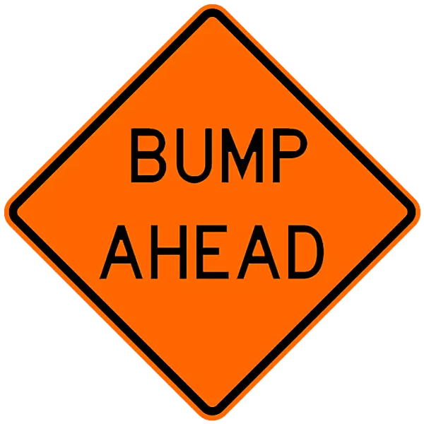 Bump Ahead Safety Roadside Roll-Up Sign with Frames - 36 Inch Sign