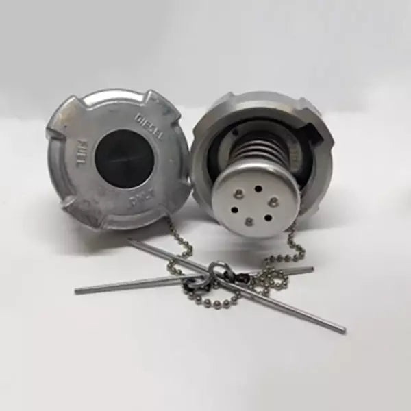 Fuel Caps for Reefer, International MD, and Ford 650/750 Tanks - Non-Locking, Aluminum, 255°F Thermal Relief