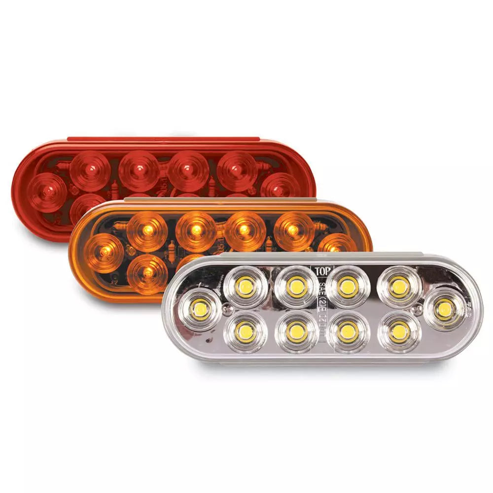 6.5" Oval Red 10 LED Light, Grommet, Plug