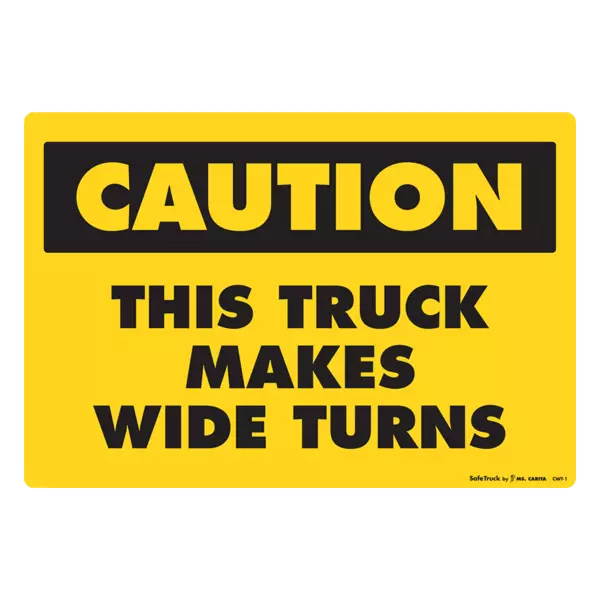 Caution Wide Turns Truck Decal