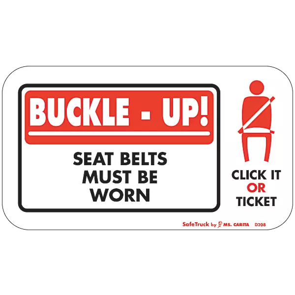 Seat Belts Must Be Worn Decal