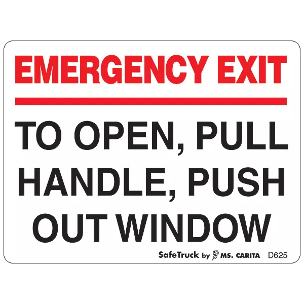 Emergency Exit Instructions Decal