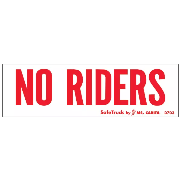 No Riders Decal