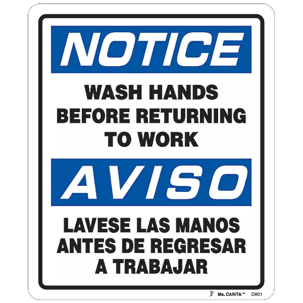 Notice Wash Your Hands Bilingual Decal