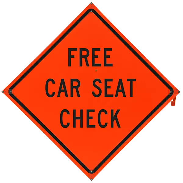 Free Car Seat Check Safety Roadside Roll-Up Sign with Frames - 36 Inch Sign