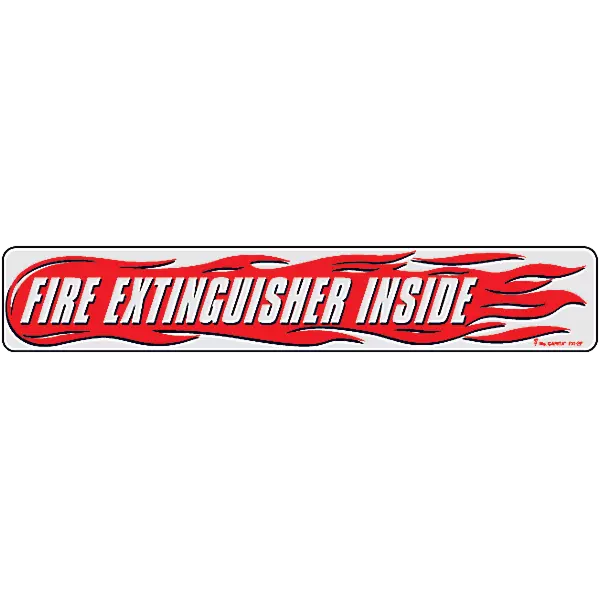 Fire Extinguisher Inside with Flames Truck Decals - Left Side with Clear Background