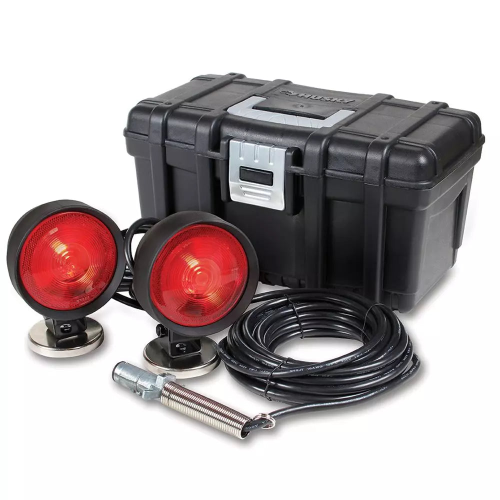 NEW MAGNETS, HD Towing Lights, 30ft Cord, 4 Rnd Plug, 70# Round Magnets /Carry Case