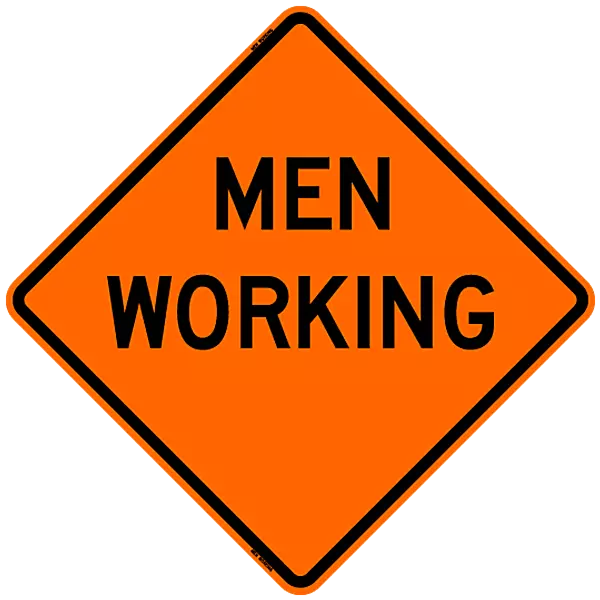 Men Working Safety Roadside Roll-Up Sign with Frames - 36 Inch Sign