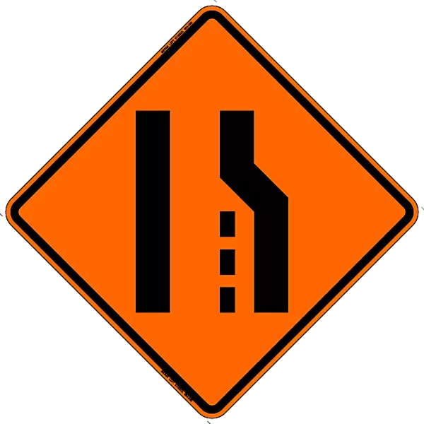 Merge Left Symbol Safety Roadside Roll-Up Sign with Frames - 36 Inch Sign