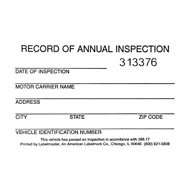 Annual Inspection Form with Decal