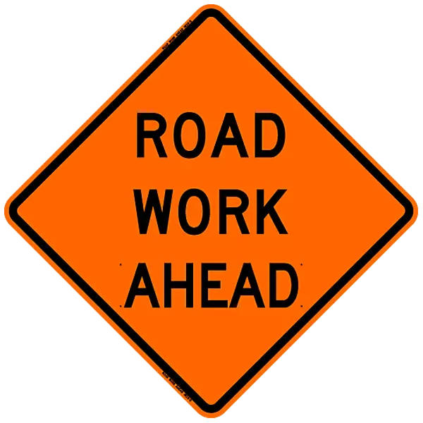 Road Work Ahead Safety Roadside Roll-Up Sign with Frames - 36 Inch Sign