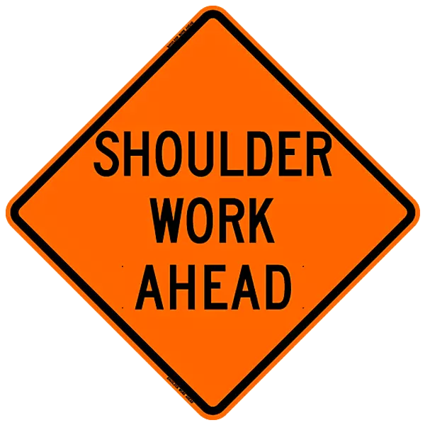 Shoulder Work Ahead Safety Roadside Roll-Up Sign with Frames - 36 Inch Sign