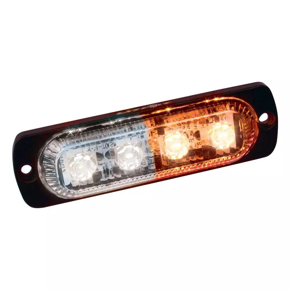 Amber, White LED Ultra Slim Strobe 4-watt CREE, 320 lumens, 3.75" long, 19  flash patterns