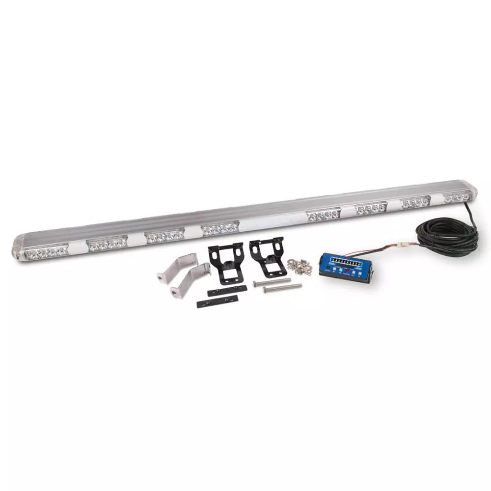 51" LED Strobe Light Bar, 72 Amber in Clear 1W LED, 1280mm, 10-30V, Bracket Mount