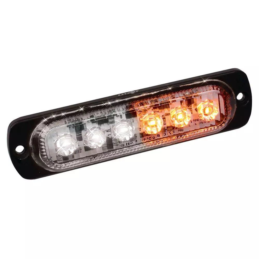 Amber, White LED Ultra Slim Strobe 6-watt CREE, 480 lumens, 4 1/2 "long, 19 flash  patterns