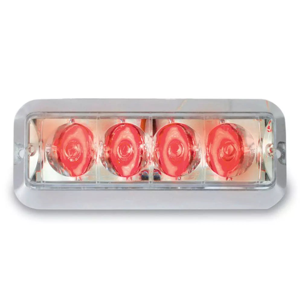 4" Red Flush Mount Self Contained Strobe, Solid and Strobe, 3 Wire