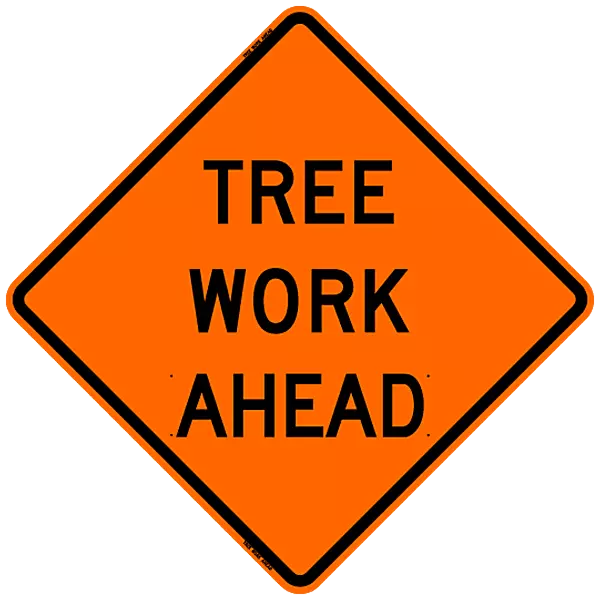 Tree Work Ahead Safety Roadside Roll-Up Sign with Frames - 36 Inch Sign