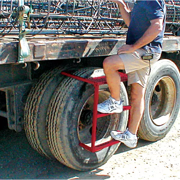 truck tire ladder in use