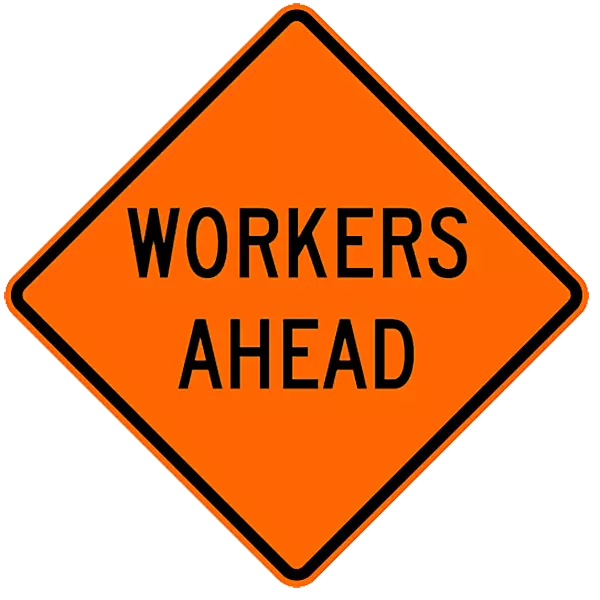 Workers Ahead Safety Roadside Roll-Up Sign with Frames - 36 Inch Sign