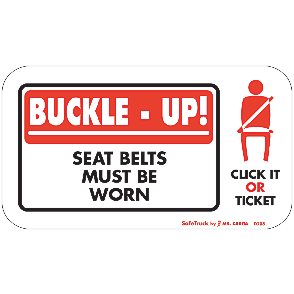Seat Belts Must Be Worn Decal